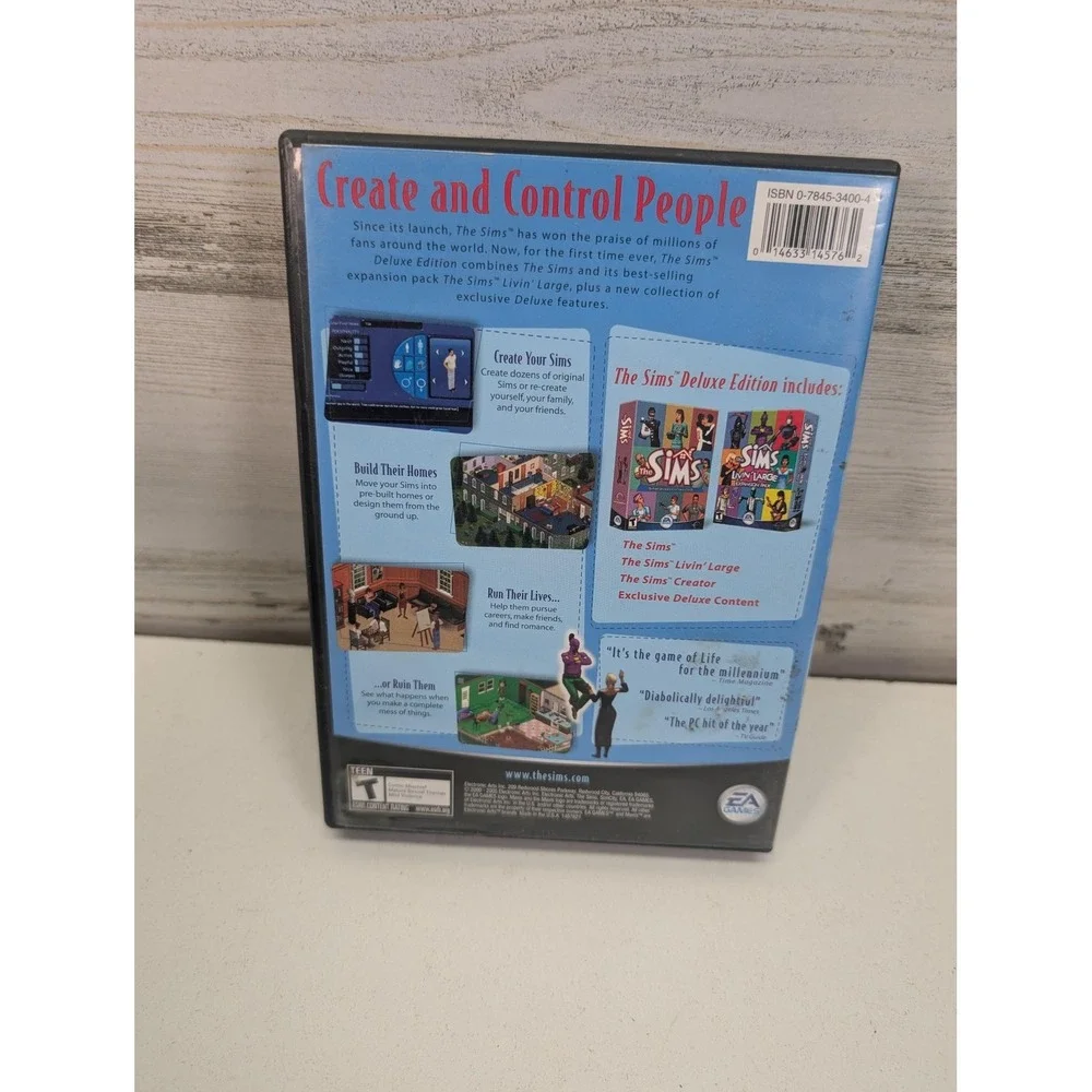 The Sims Deluxe Edition PC Game EA T Teen Disc Case Manual CIB 2‎ Disc Complete